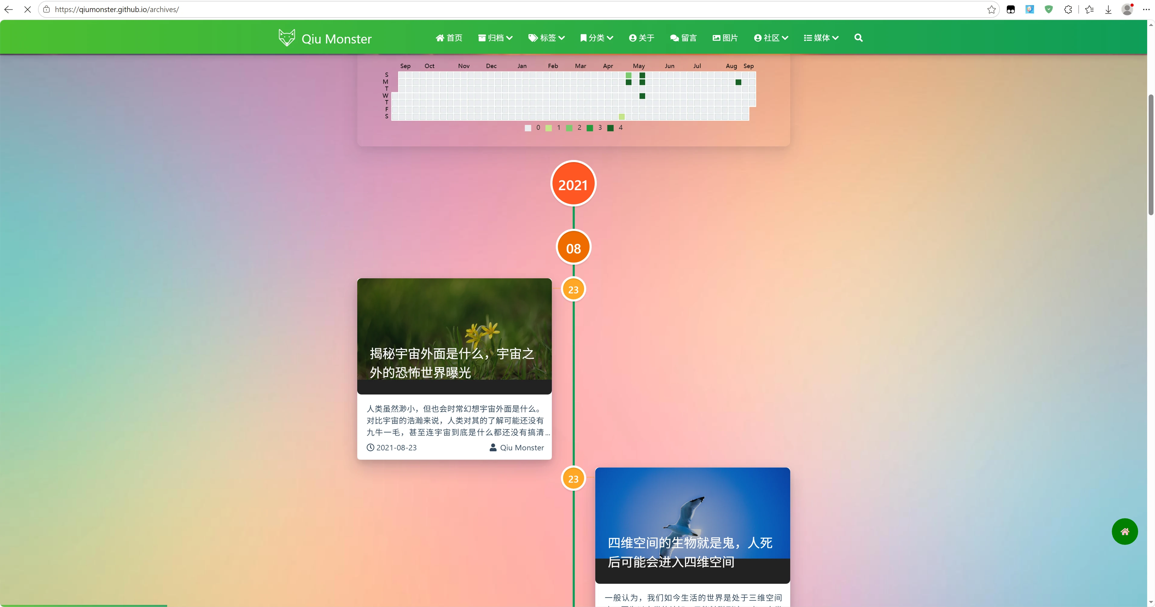GitHub博客归档页